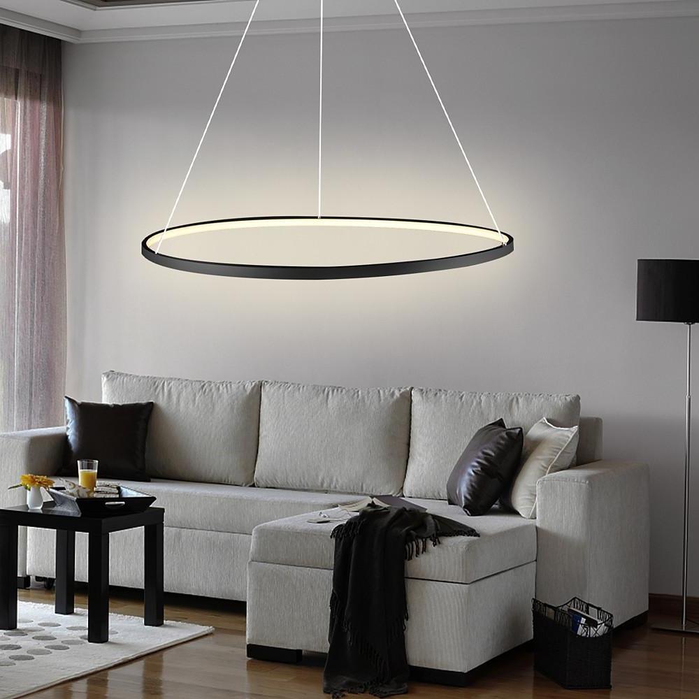 Round Geometric 30 Watt Single Ring Integrated Led Modern Bedroom Pendant