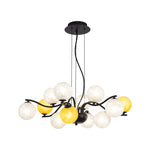 Bubble Glass Chandelier Modern Black Metal Pendant Light for Dining Room
