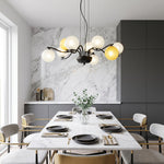 Bubble Glass Chandelier Modern Black Metal Pendant Light for Dining Room