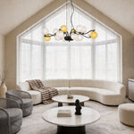 Bubble Glass Chandelier Modern Black Metal Pendant Light for Dining Room