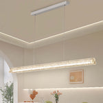 Modern White Linear Pendant Light with Frosted Acrylic Shade for Kitchen Island and Dining Room