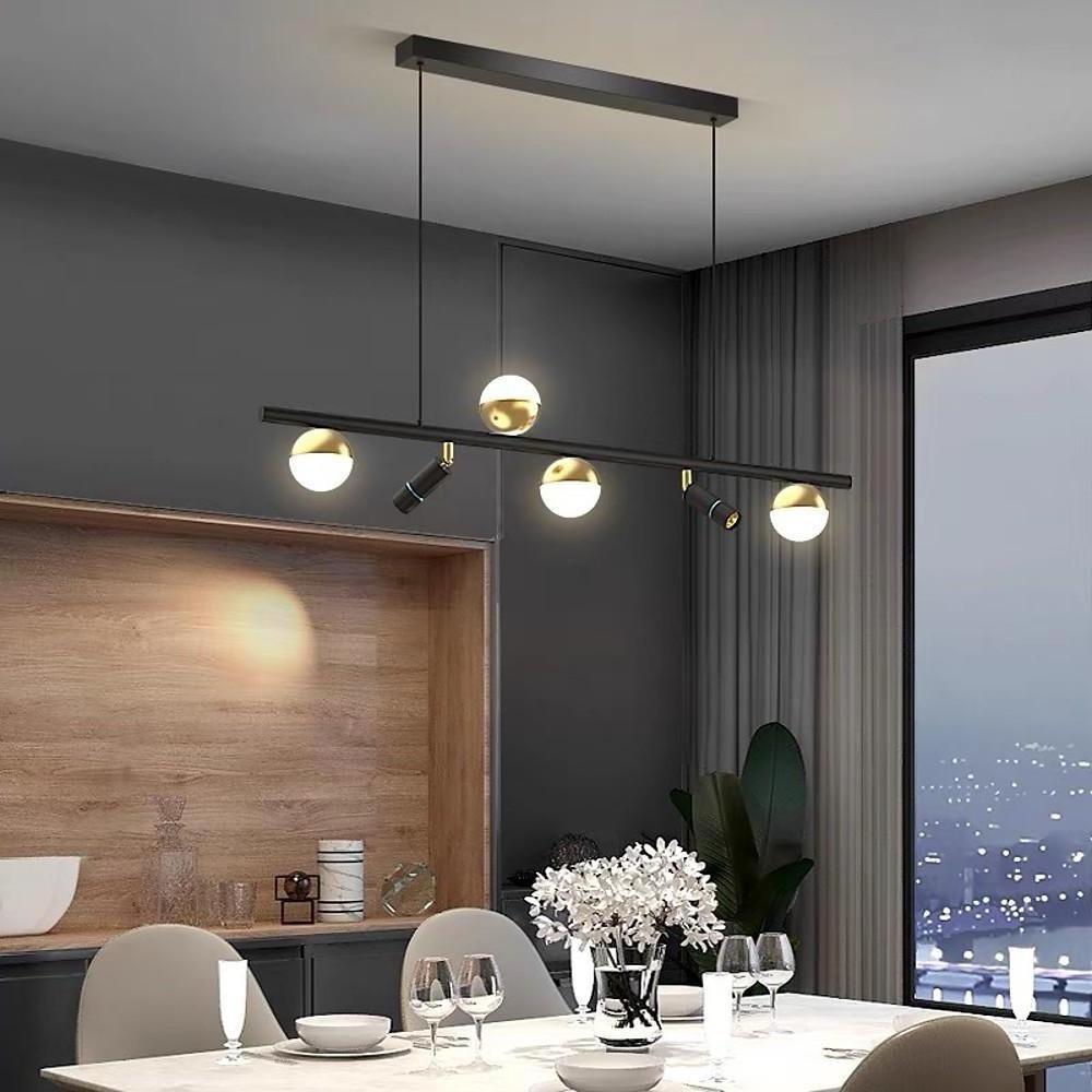 6 8 Light Black Island Horizontal Suspension Linear Pendant Light