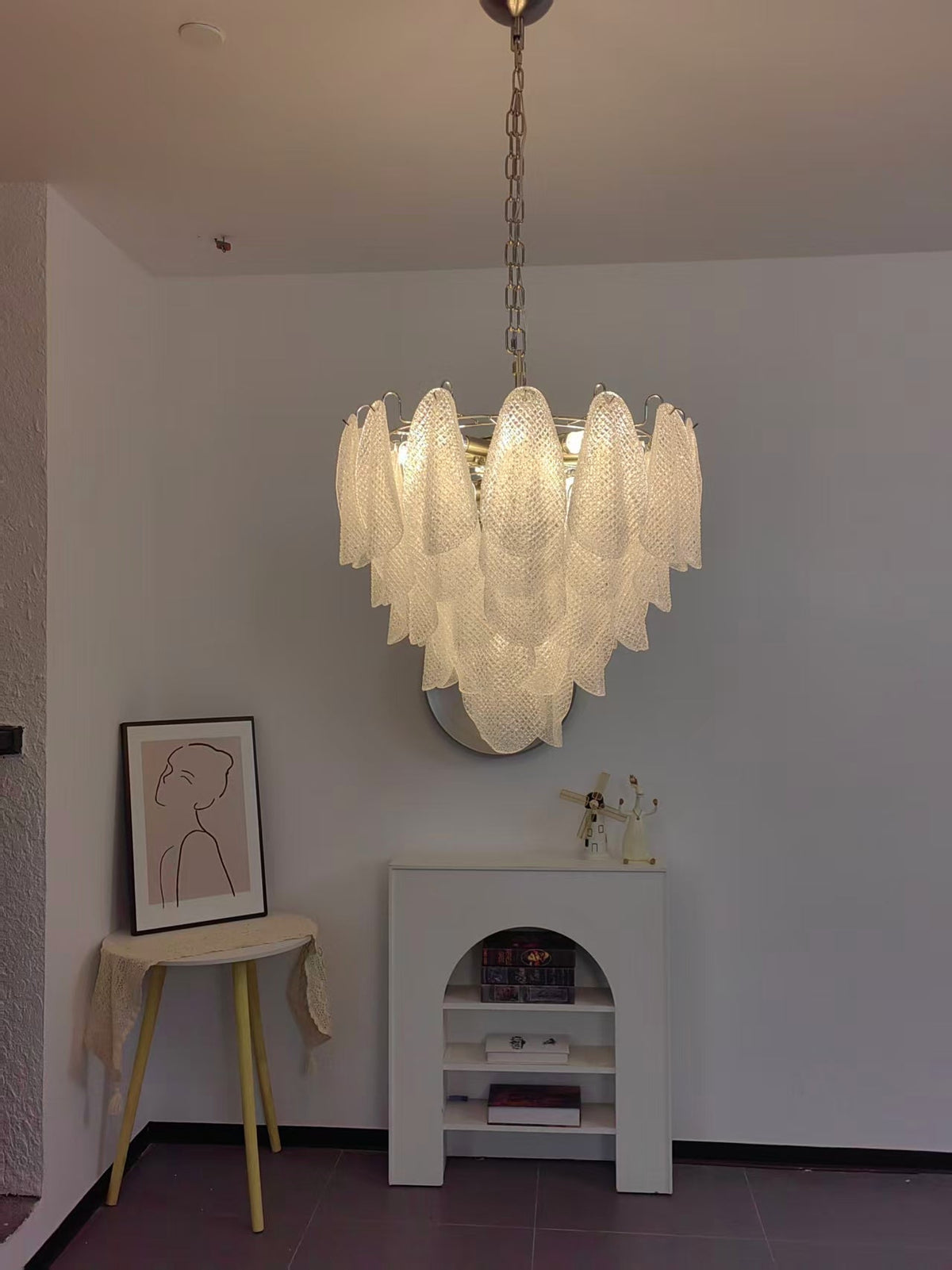 Murano Glass Teardrop Chandelier in Polished Metal for Modern Interiors