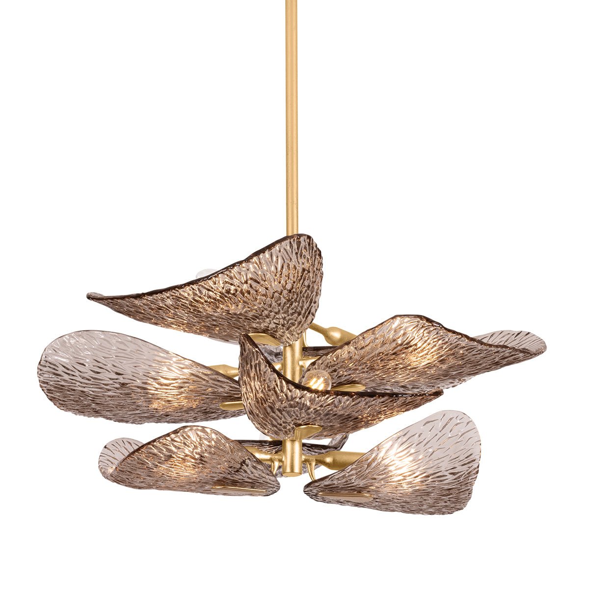 Cardiff Modern Glass Chandelier with Gold Leaf Finish for Dining Room and Living Room
