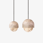 Lunar Dome Alabaster Pendant Light – Modern Minimalist Ceiling Lamp