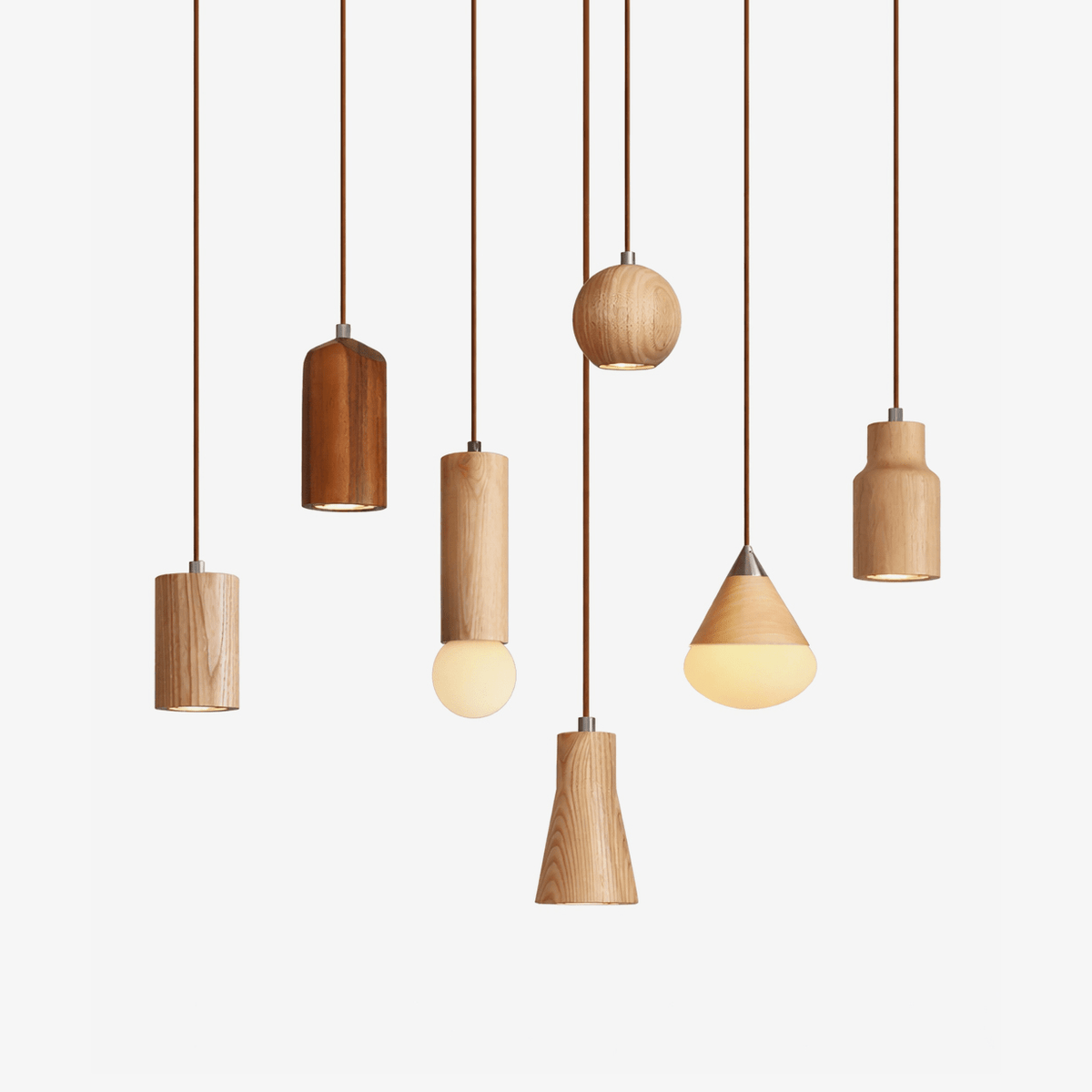 Forma Wood Pendant Lamp – Sculpted Solid Wood, Modern Minimalist Lighting