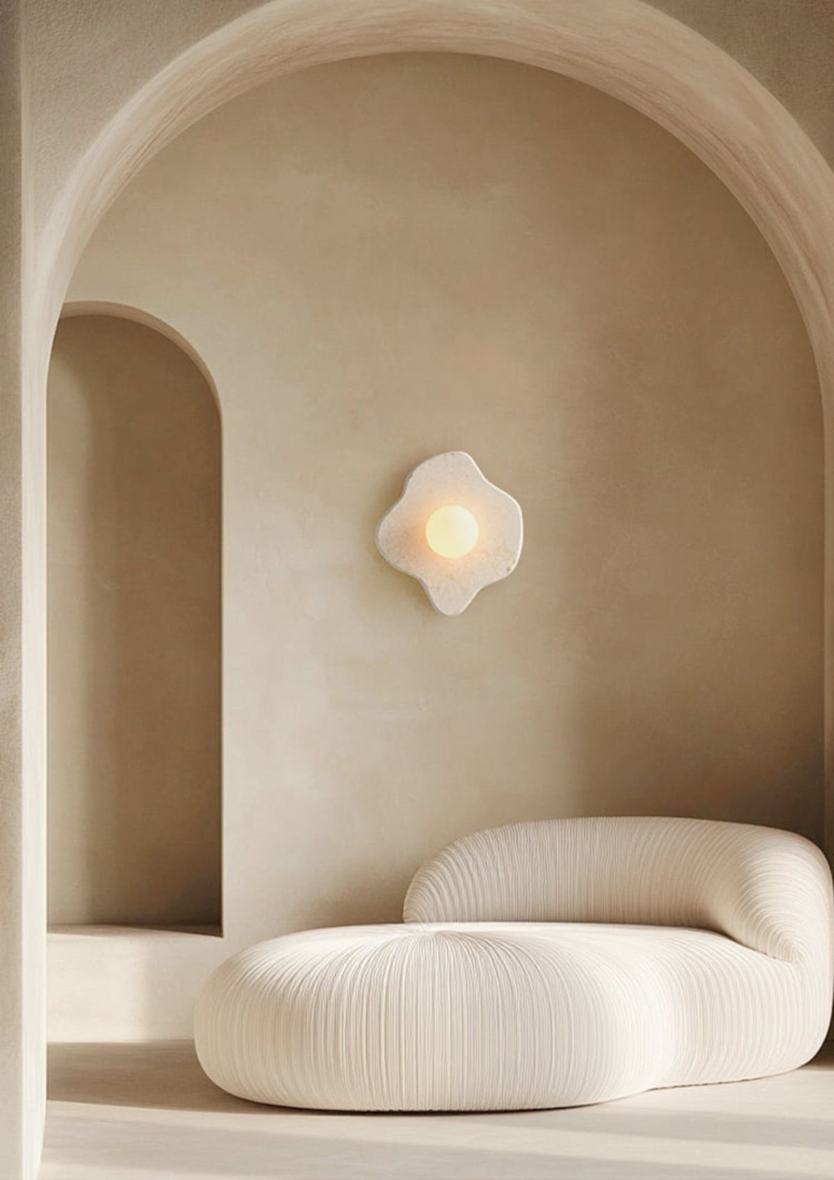 Cera Flare Sculptural Marble Wall Sconce with Warm Ambient Glow