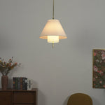 Haloa Layered Fabric Pendant Light with Brass Accents