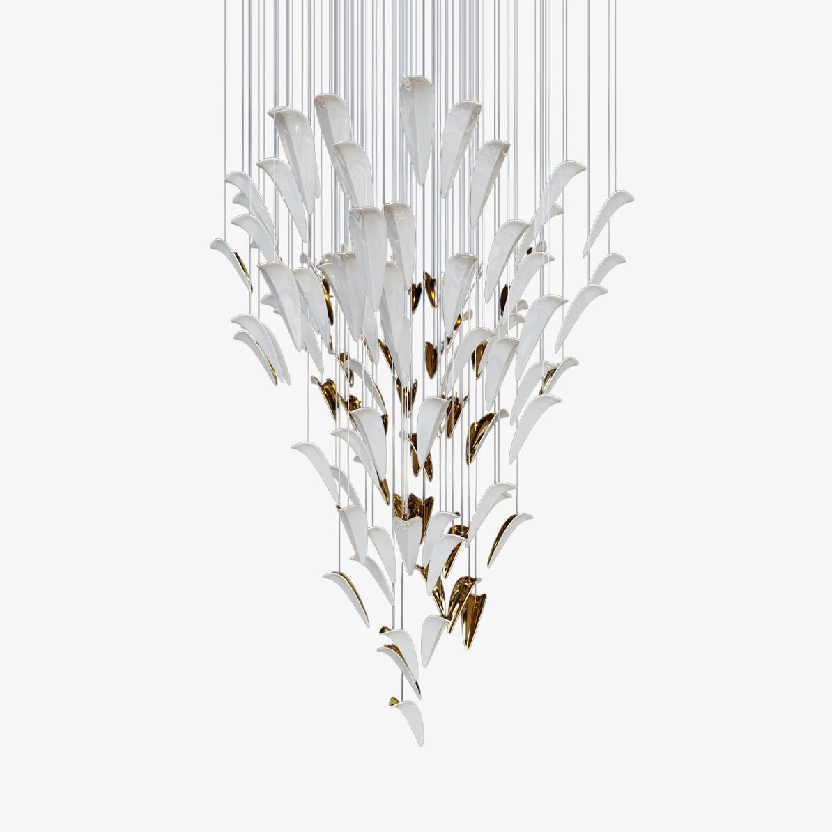 White Feather Art Deco Glass Chandelier – Customizable Modern LED Pendant Light