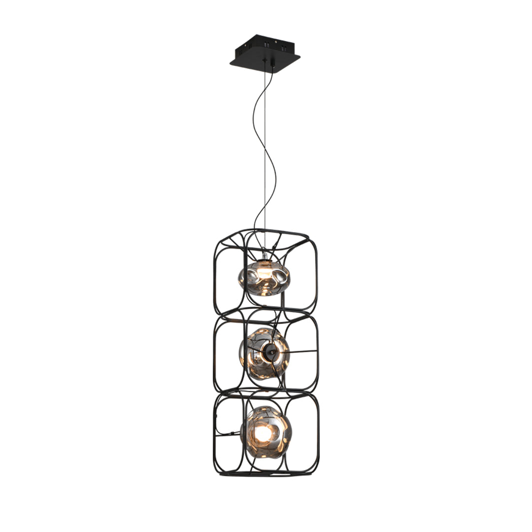 Nordic Magic Cube LED Pendant Light – Caged Geometric Glass Shade