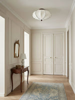 Scalloped Edge Fabric Ceiling Light with Walnut Accent