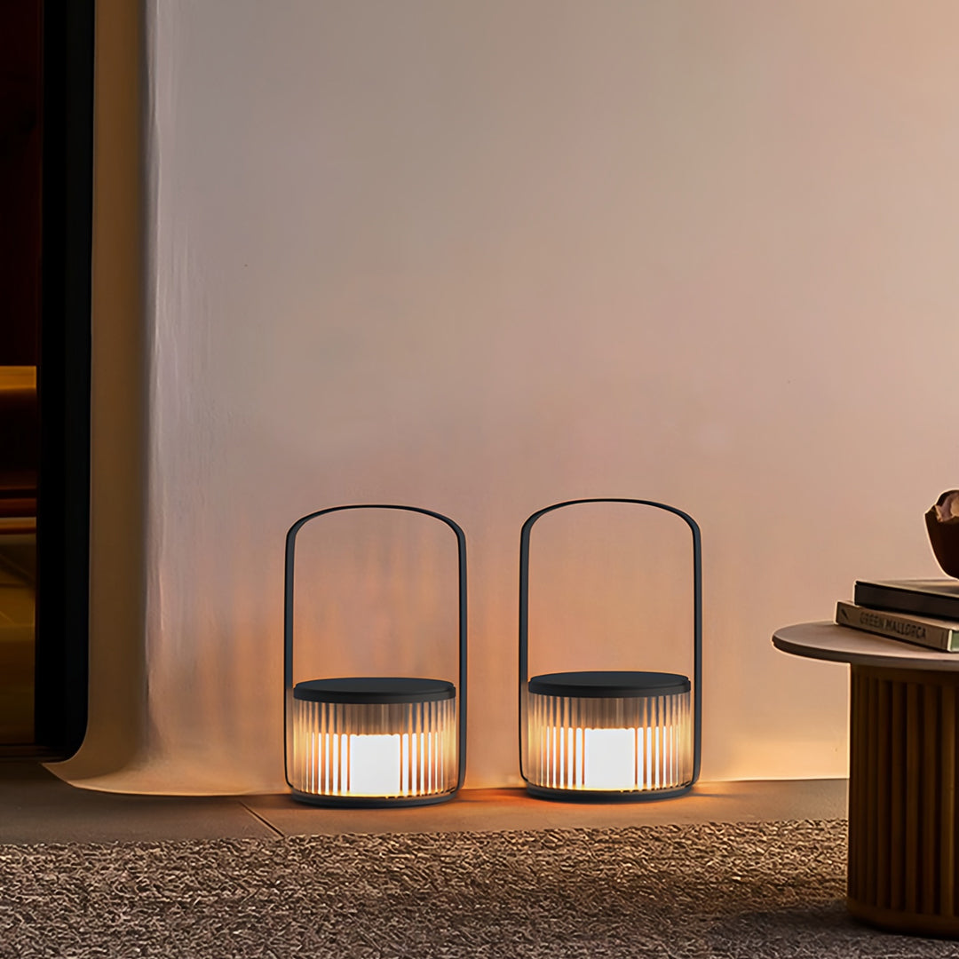 Portable LED Lantern with Stainless Steel Frame and Warm Ambient Glow