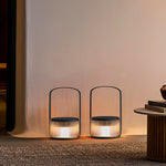 Portable LED Lantern with Stainless Steel Frame and Warm Ambient Glow
