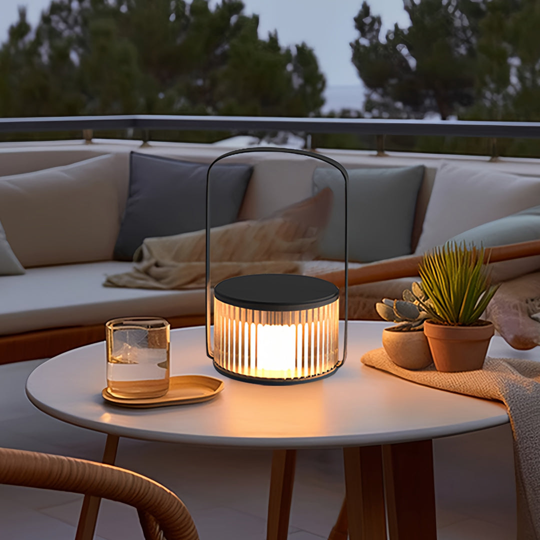 Portable LED Lantern with Stainless Steel Frame and Warm Ambient Glow