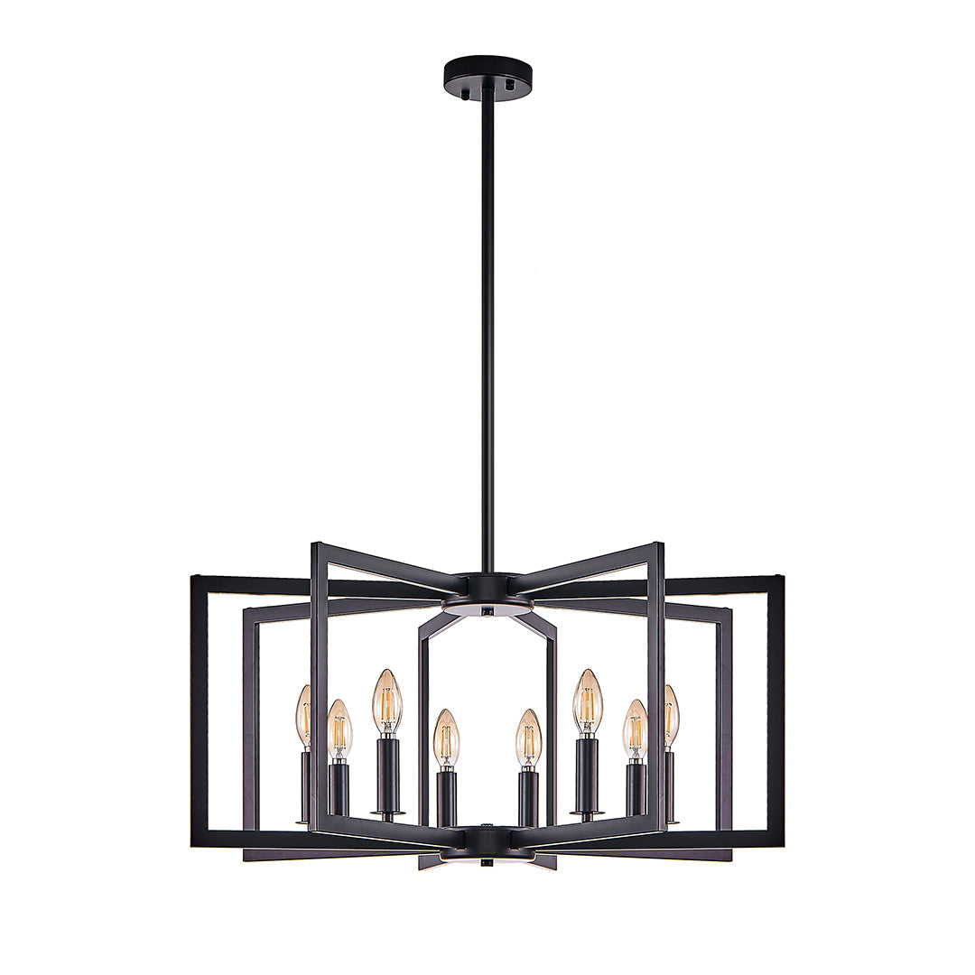 Industrial Candle Chandelier with Adjustable Height, 6 or 8 Lights