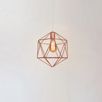 Geometric Cage LED Pendant Light in Black or Rose Gold