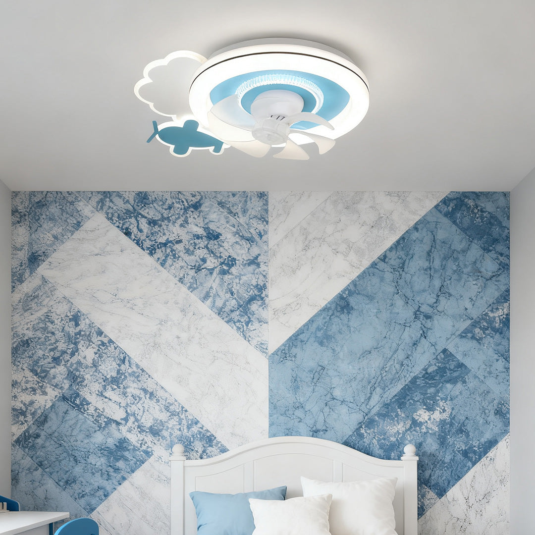 Aurora Sky Ceiling Fan with Dimmable LED Light for Kids' Rooms