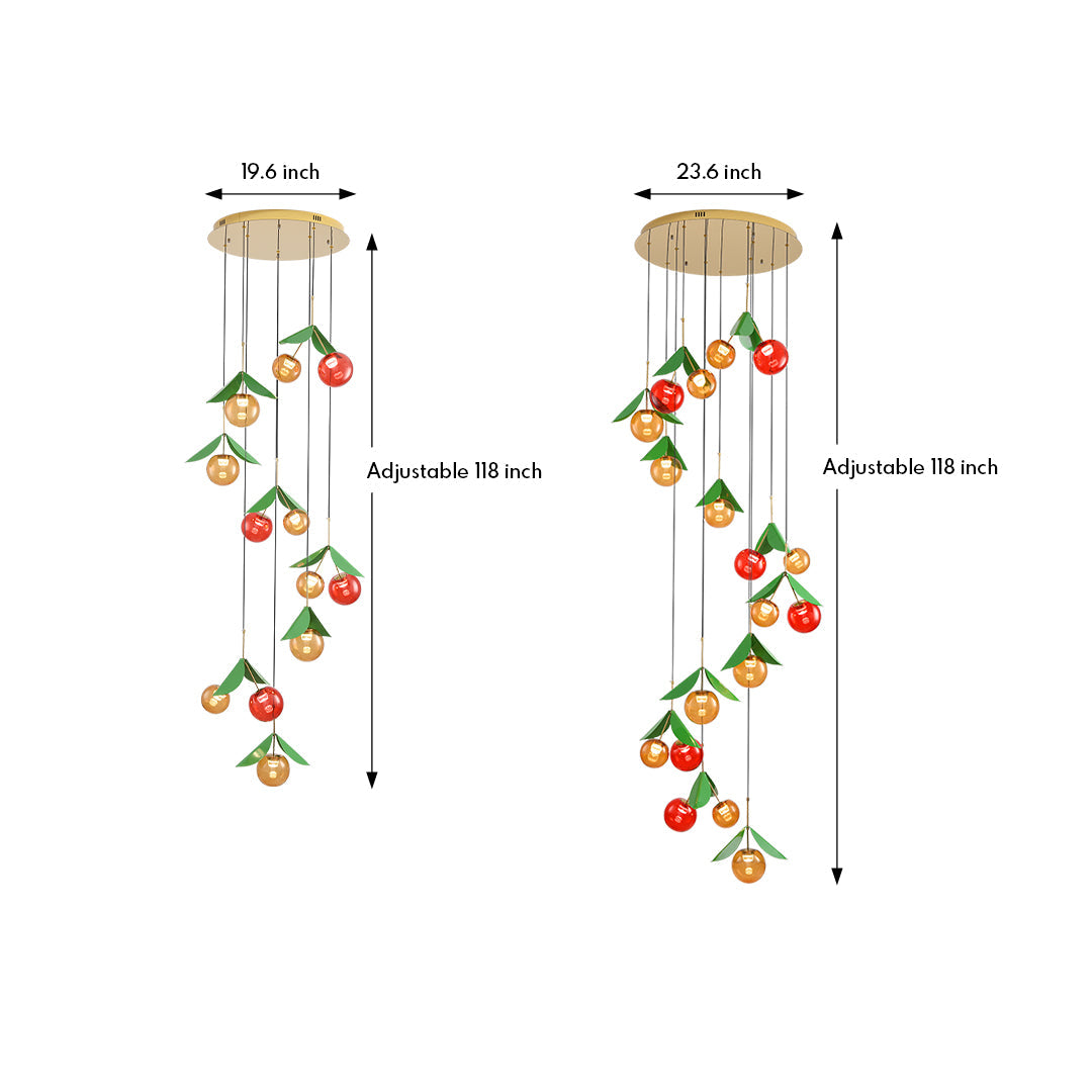 Aurelia LED Glass Cherry Chandelier — Nordic Designer Pendant for Staircases & Living Spaces