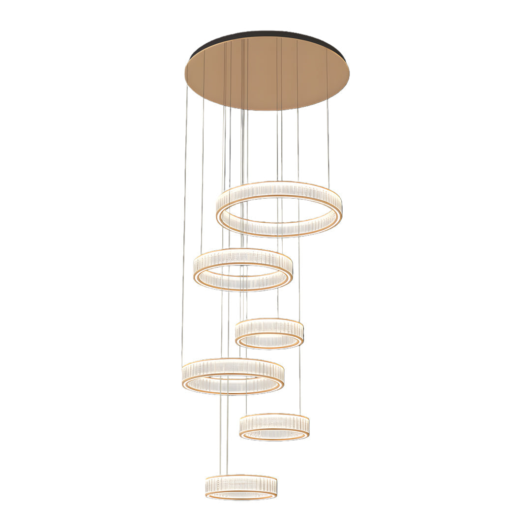 Aurelia Crystal Chandelier – Layered Gold Aluminum & LED Hanging Light