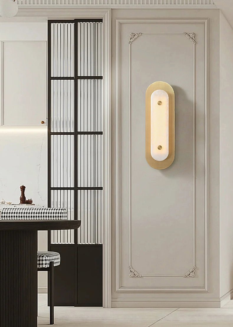 Aurelia Perforated Alabaster Wall Sconce in Gold