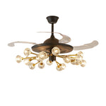 Nordic Crystal Ceiling Fan with 12 Lights and Retractable Blades
