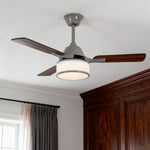 European Retro Ceiling Fan with Fabric Shade and LED Light