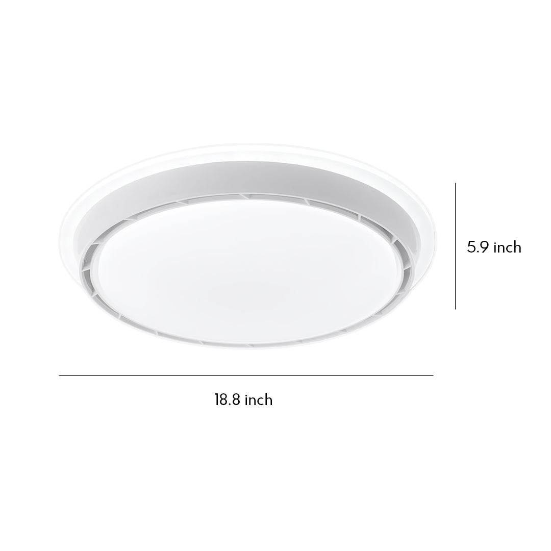 French Retro Ceiling Light with Hidden Fan, Dimmable LED Flush Mount