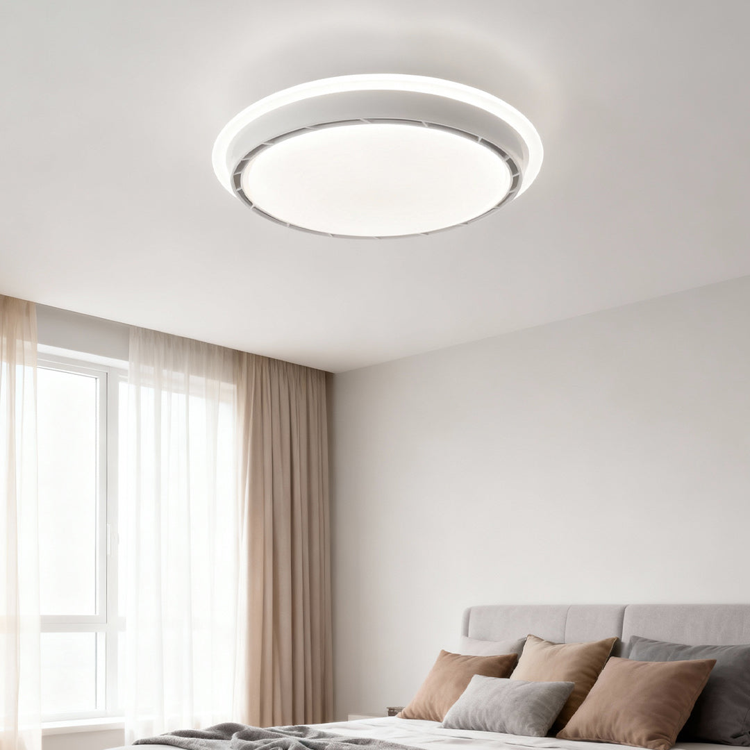 French Retro Ceiling Light with Hidden Fan, Dimmable LED Flush Mount