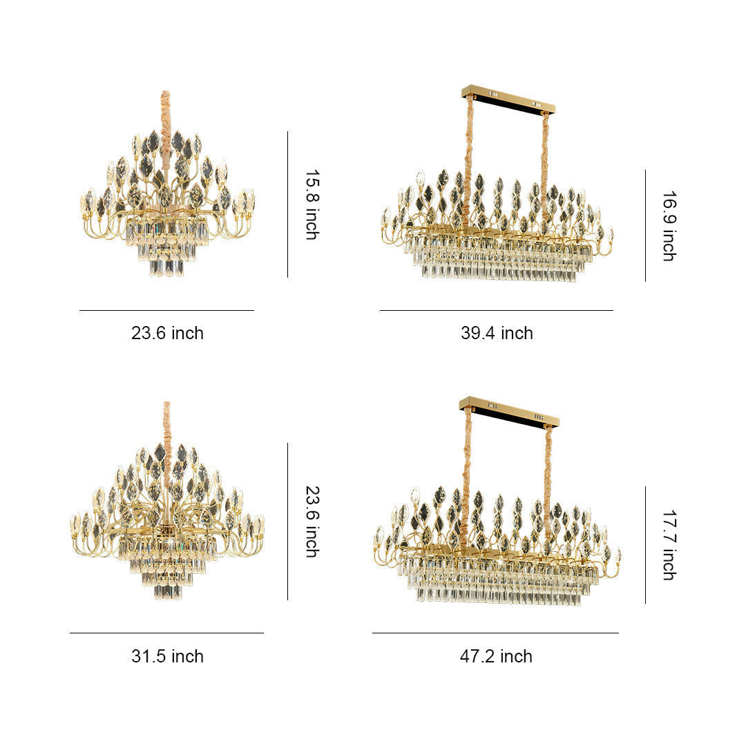 Lumière Cristal LED Chandelier in Gold French Style