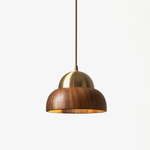 Bravon Wood Dome Pendant Light with Brass Accent
