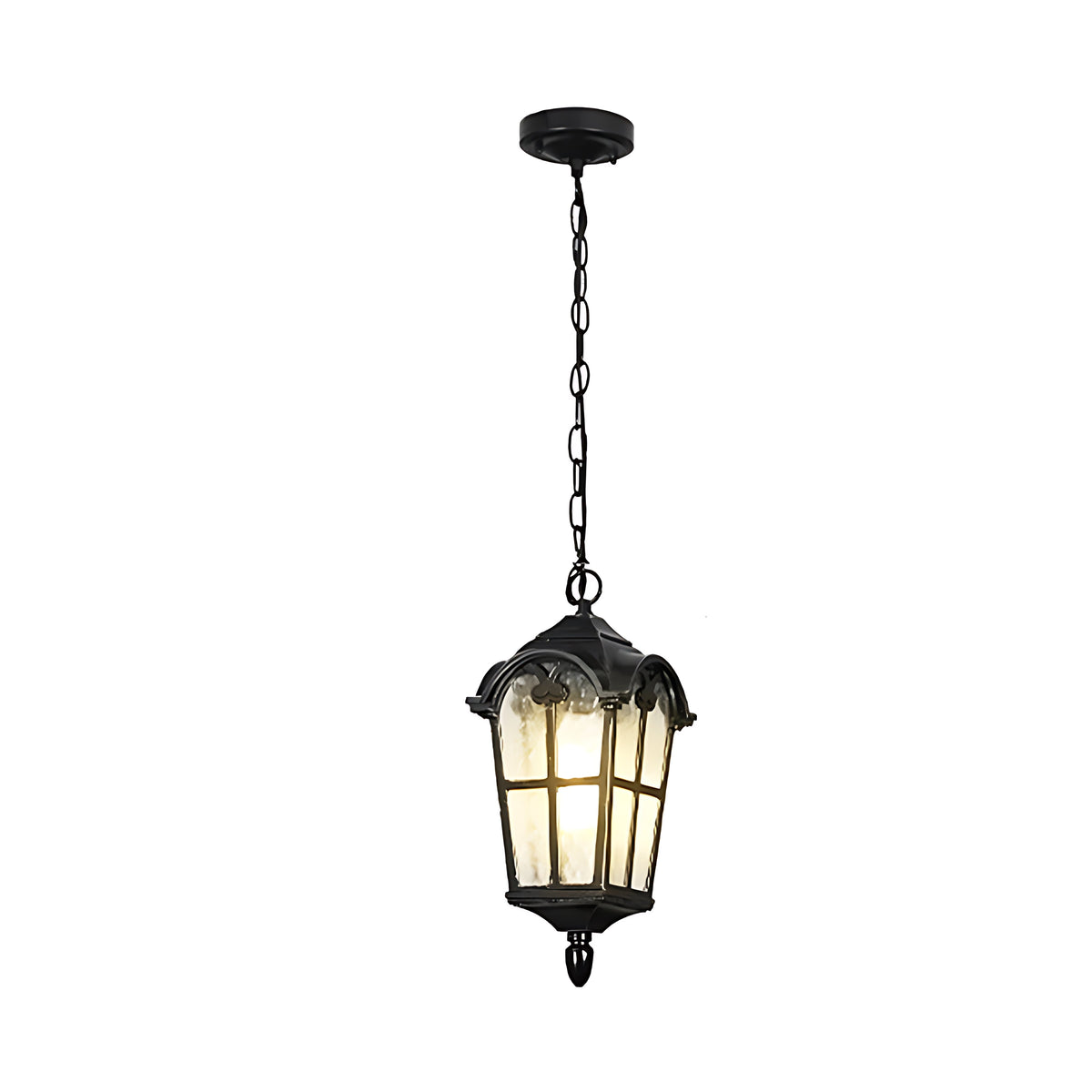 Outdoor Ceiling Lantern in Cast Aluminum with Clear Glass Shade