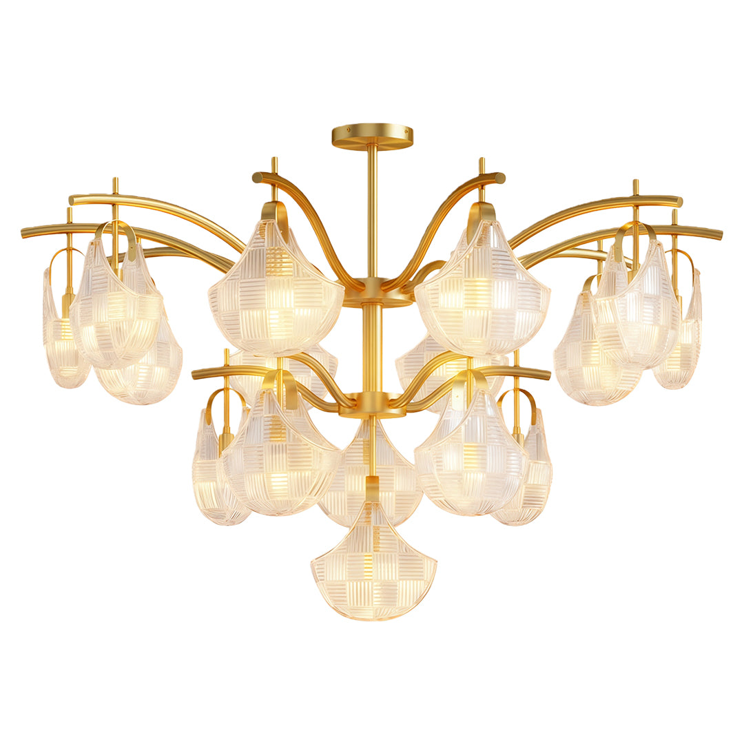 Shell Chandelier Modern Luxury Ceiling Light in Copper, Nickel, or Black