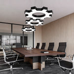 Industrial Gear LED Chandelier in Matte Black for Modern Interiors