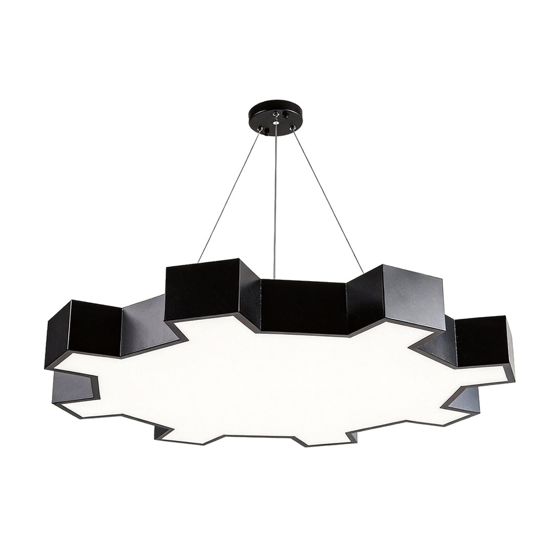 Industrial Gear LED Chandelier in Matte Black for Modern Interiors