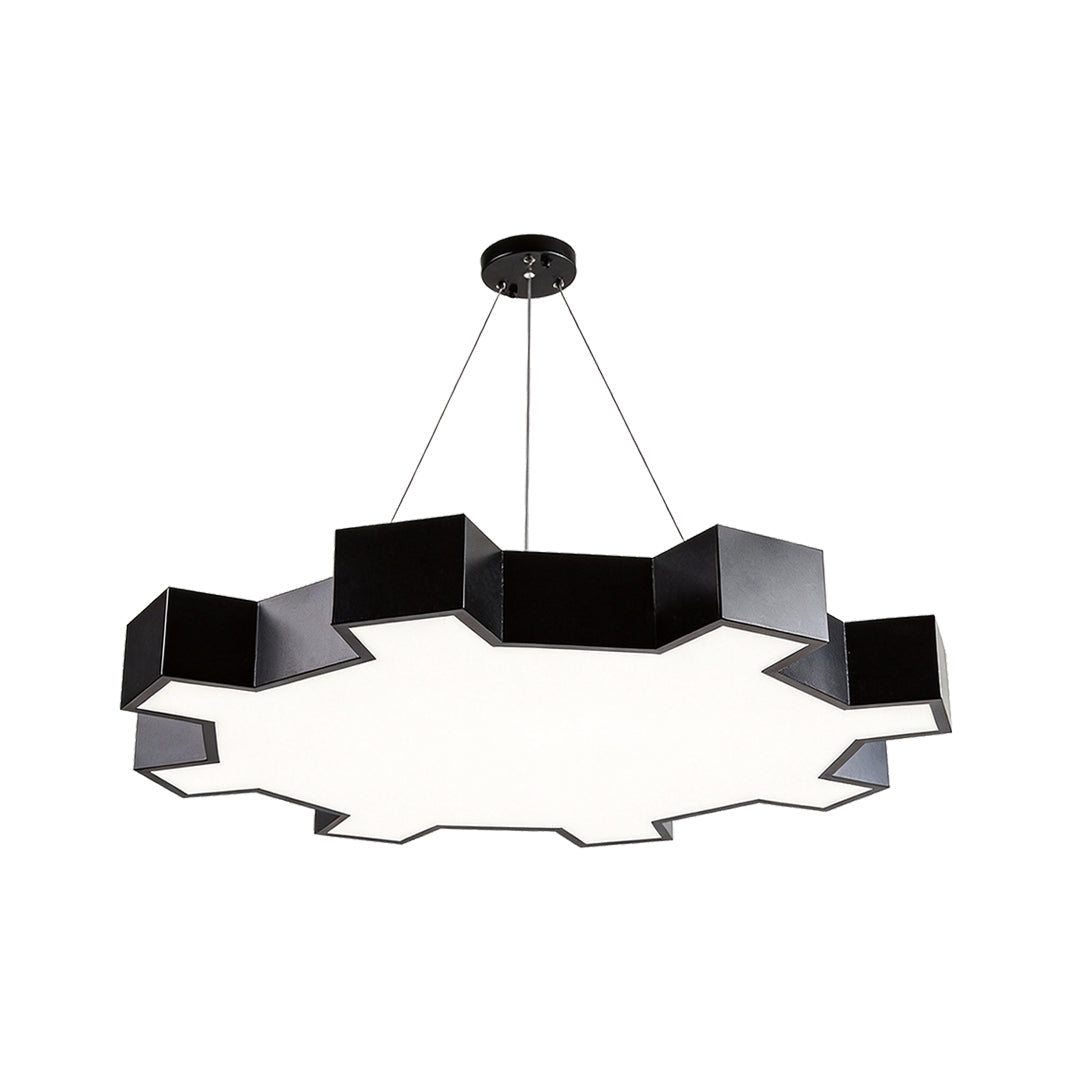 Industrial Gear LED Chandelier in Matte Black for Modern Interiors