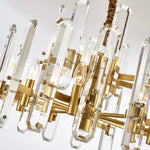 Modern Brass Chandelier with Clear Glass Shades for Dining Room and Living Room