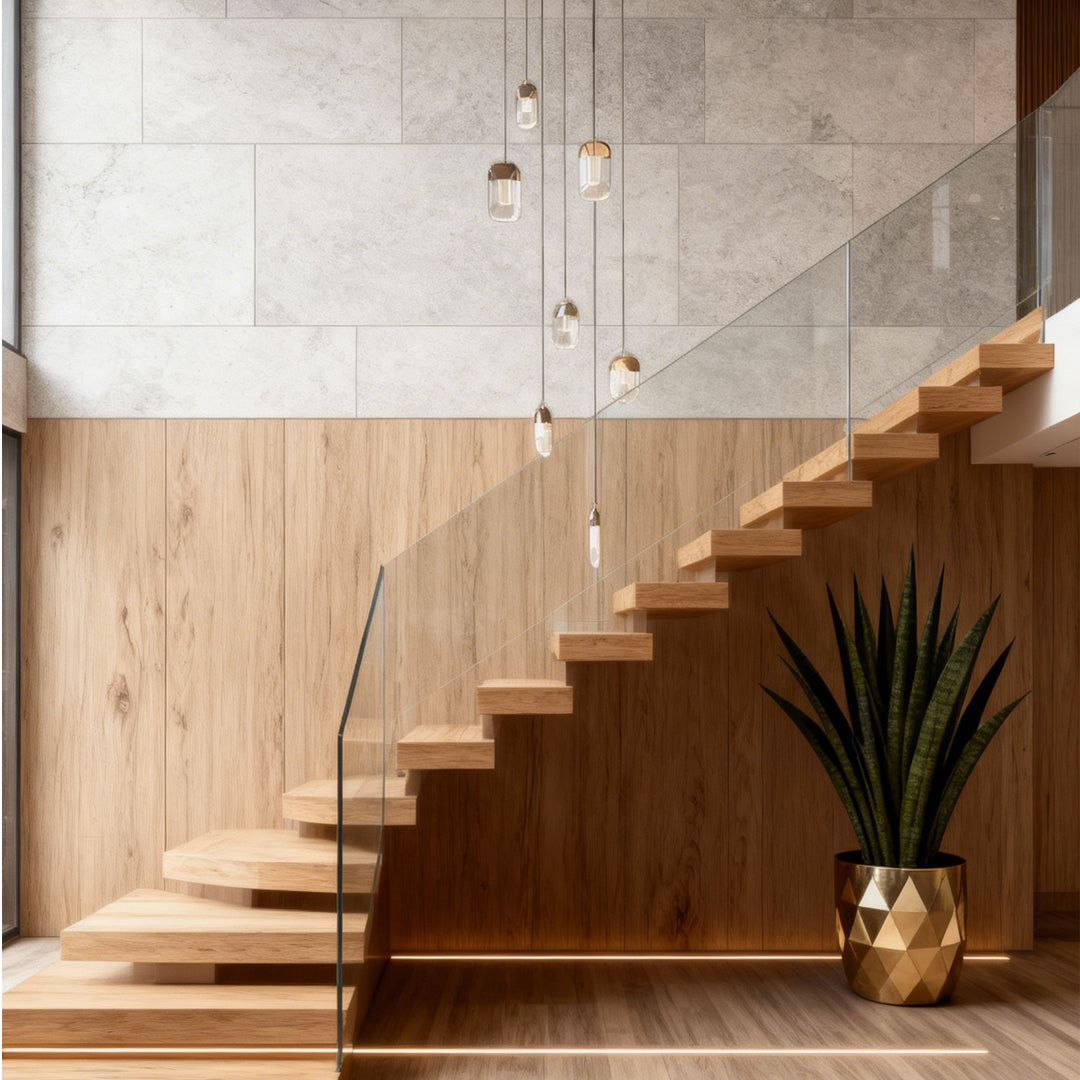 Luxury Full Copper Crystal Staircase Chandelier with Adjustable Chain