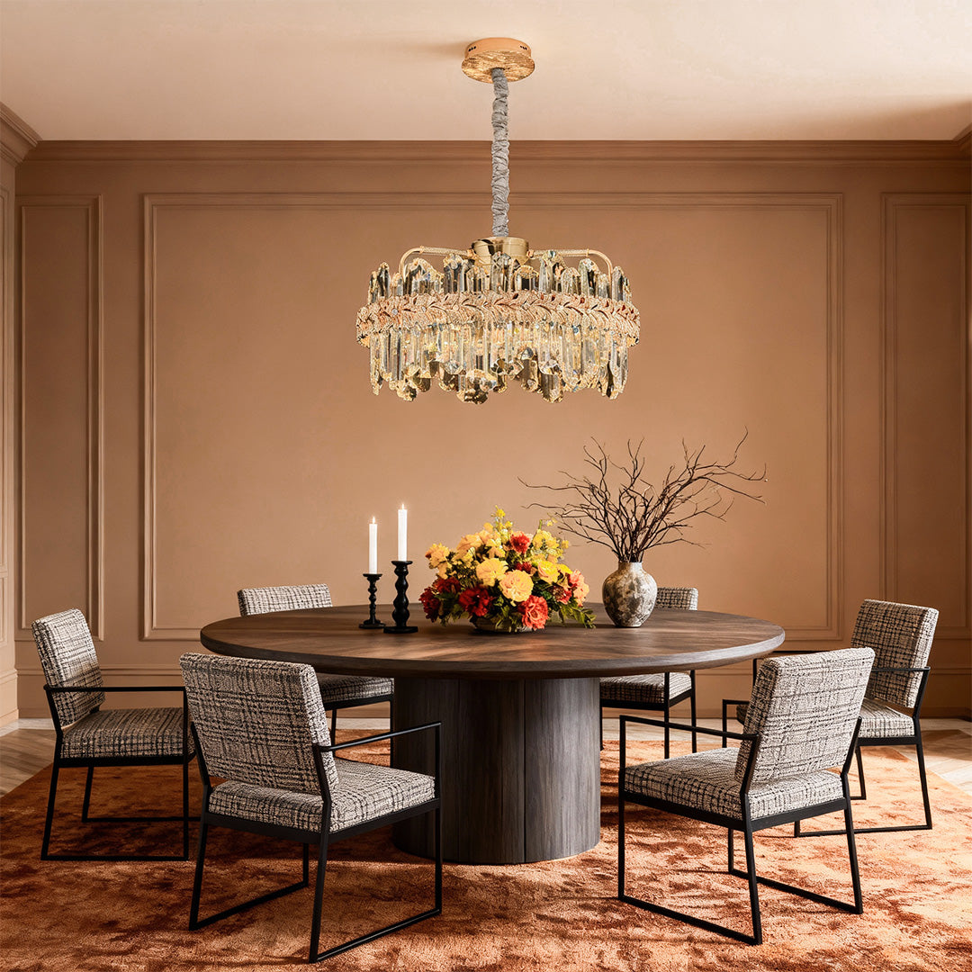 Lumière Cascade Crystal Chandelier in Champagne Gold
