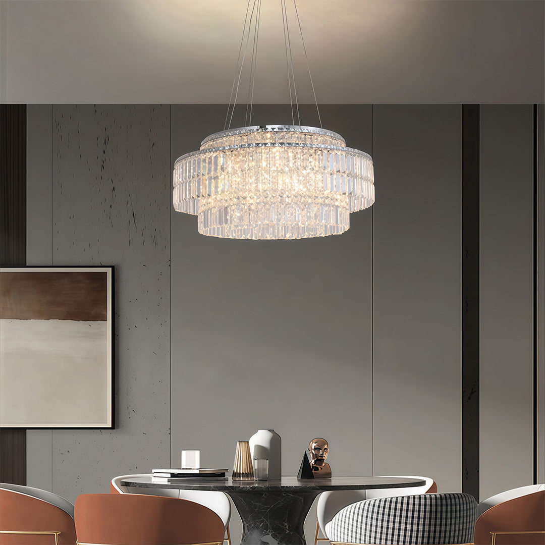 Aurelia Crystal Chandelier – Minimalist Adjustable Ceiling Light