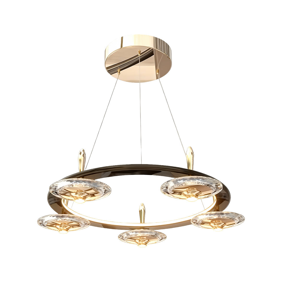 Lumière Cristalline Chandelier in Terracotta Gold with Pearl Black Crystal
