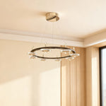 Lumière Cristalline Chandelier in Terracotta Gold with Pearl Black Crystal