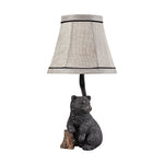 European Style Bear Resin Table Lamp with Fabric Shade