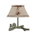 Sculptural Squirrel Table Lamp with Beige Linen Shade, French Countryside Decor