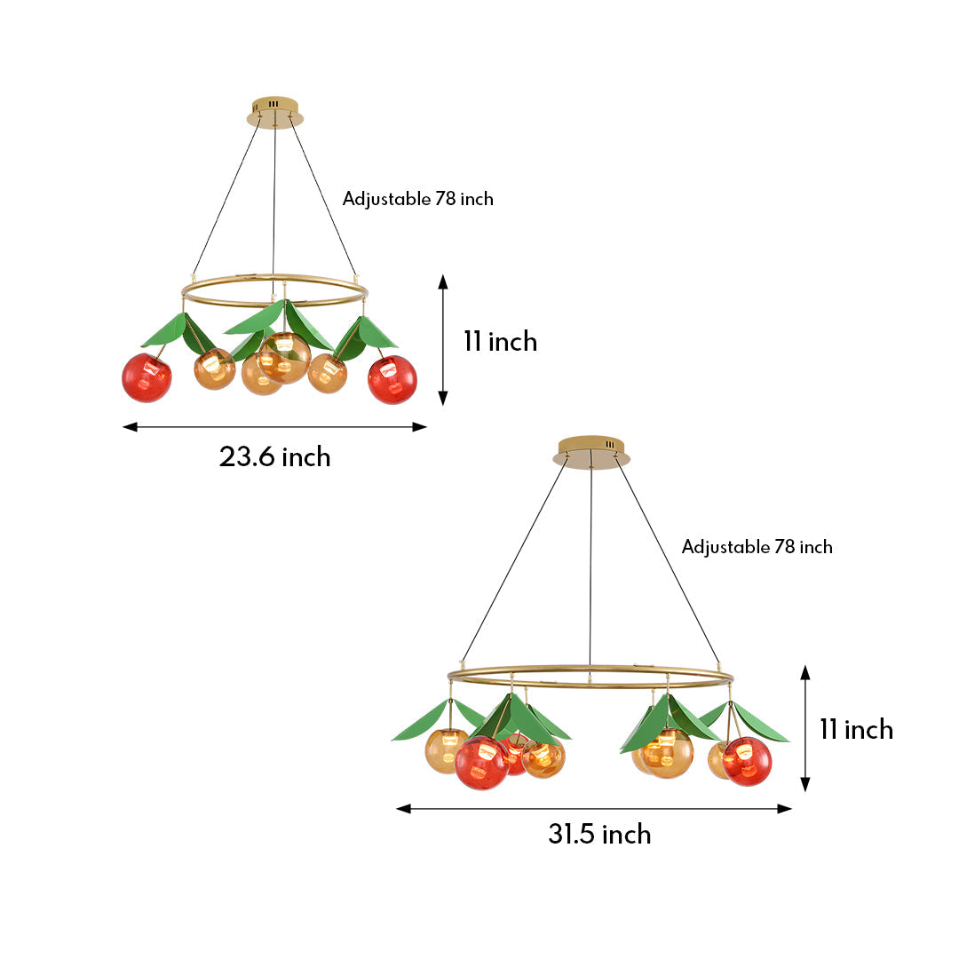 Aurelia Nordic Glass Bulb Chandelier with LED Cherry Accents