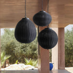 Black Woven Rattan Pendant Light, Waterproof Outdoor Hanging Lamp