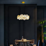 Silver Iron and Clear Glass Chandelier, Large Modern Pendant Light
