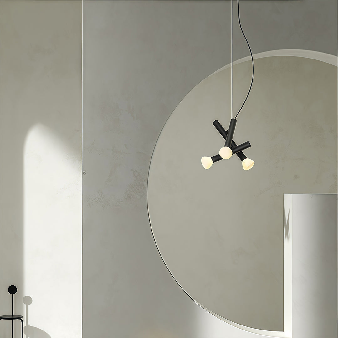 Cylindrical Black Pendant Light with Clear Glass Shade
