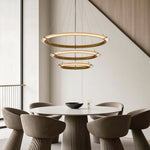 Aurelia Modern Round LED Chandelier – Designer Ceiling Light in Copper, Nickel, or Black