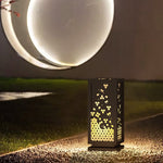 Carved Floral Resin and Steel Outdoor Garden Light with Marble Shade