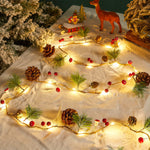 Artisan Nordic LED String Lights with Wood-Tone Fabric Ornaments, Two-Pack